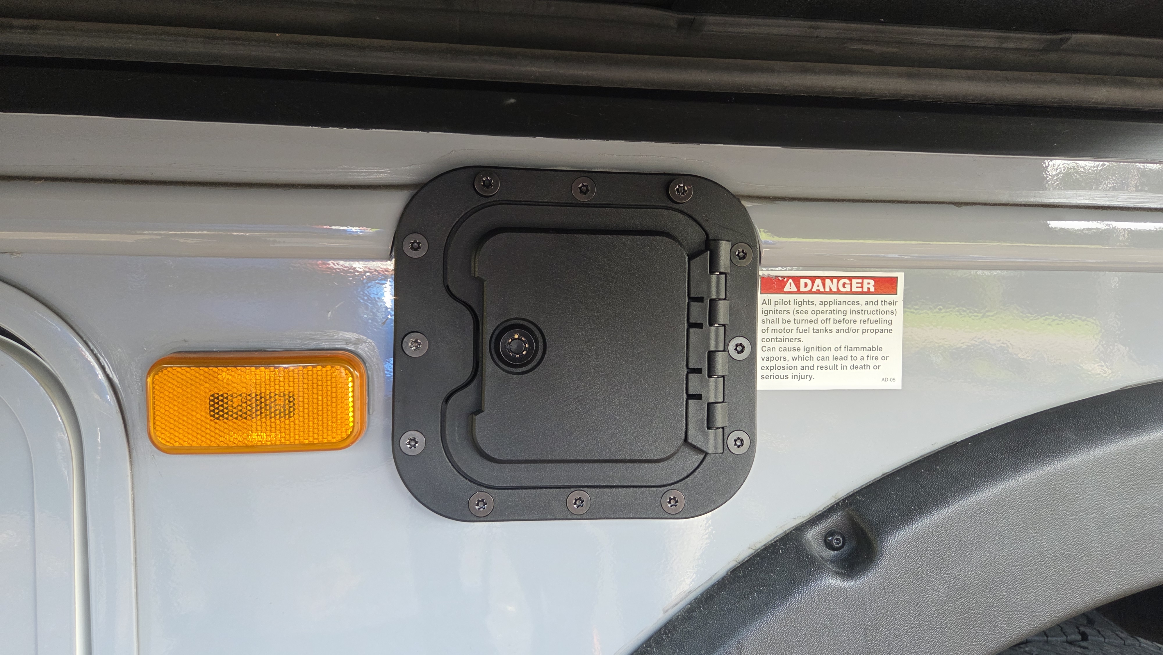 The RV Fuel Vault installed on a 2024 Entegra Coach Esteem XL 32U