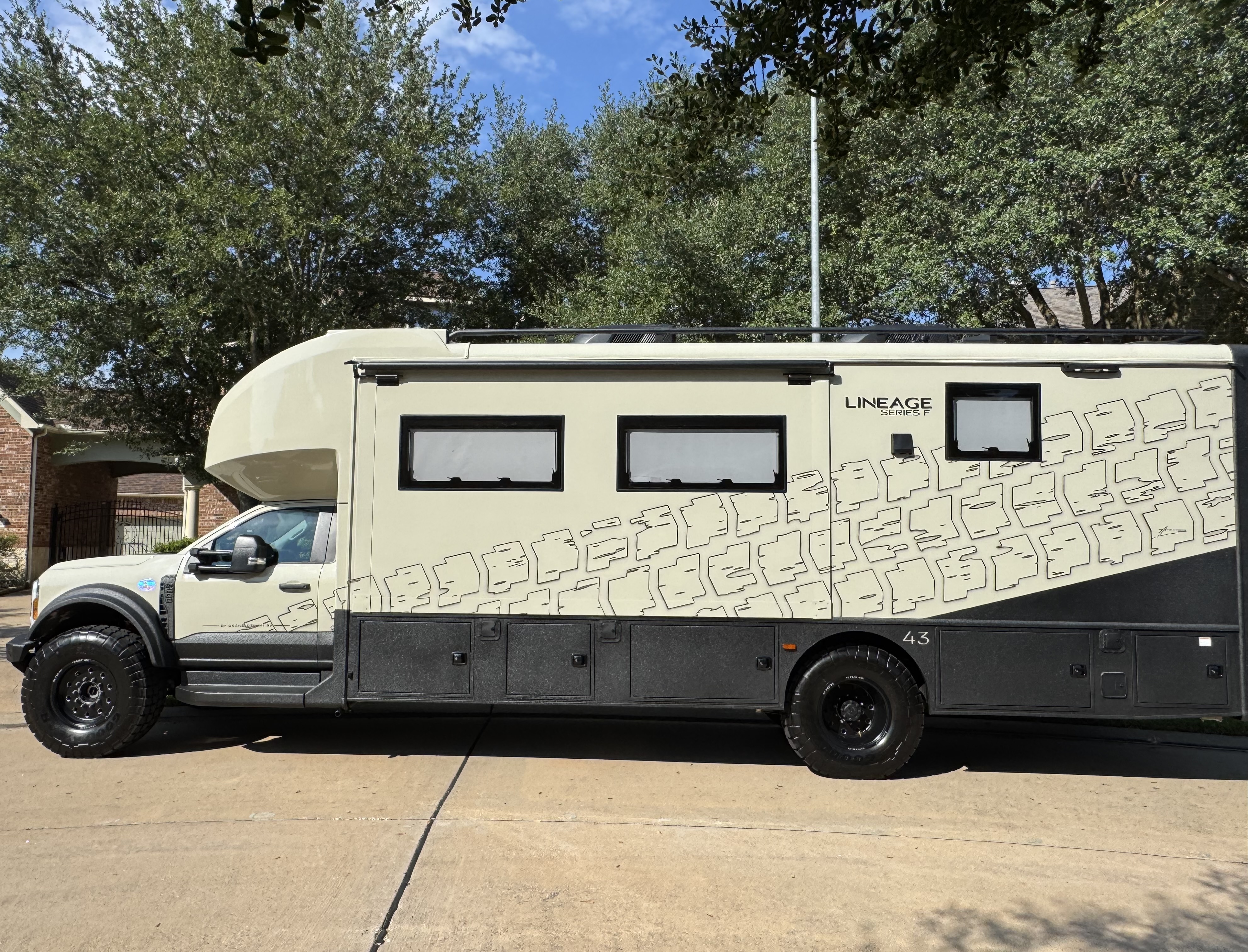 The RV Fuel Vault installed on a 2026 Grand Design Lineage Limited Edition 43 Package 31ZW