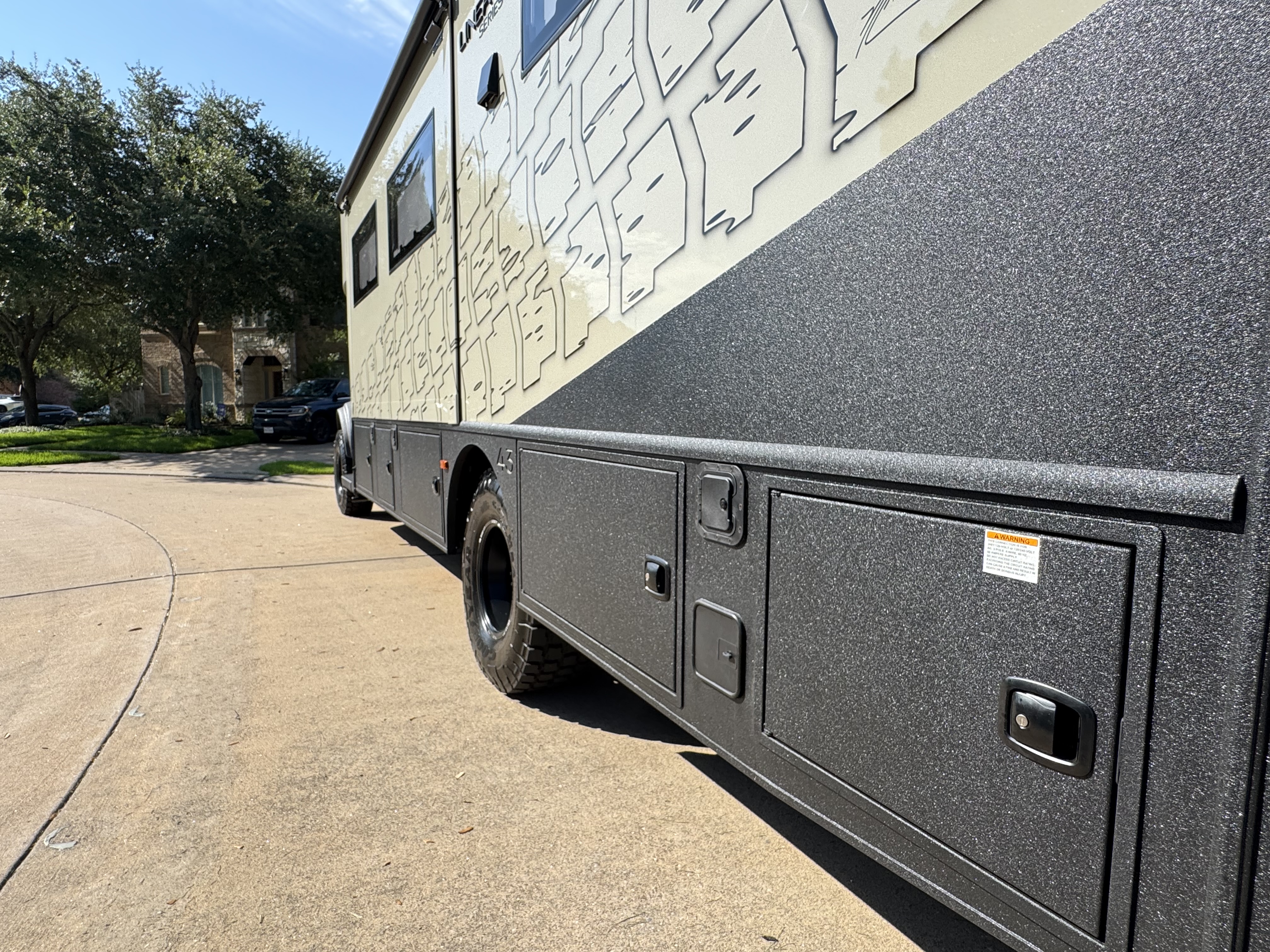 The RV Fuel Vault installed on a 2026 Grand Design Lineage Limited Edition 43 Package 31ZW