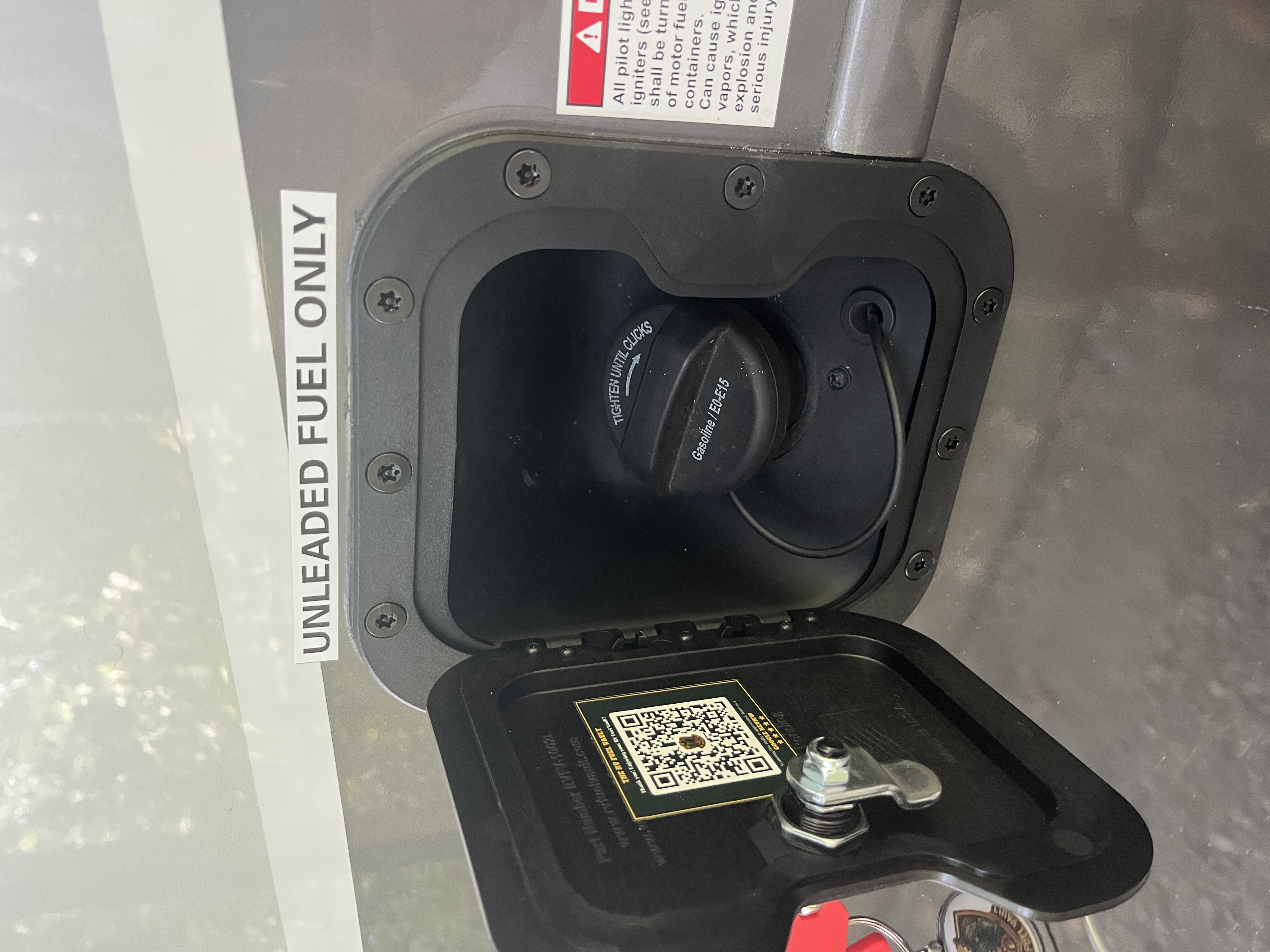 The RV Fuel Vault installed on a 2024 Jayco Greyhawk 29MV