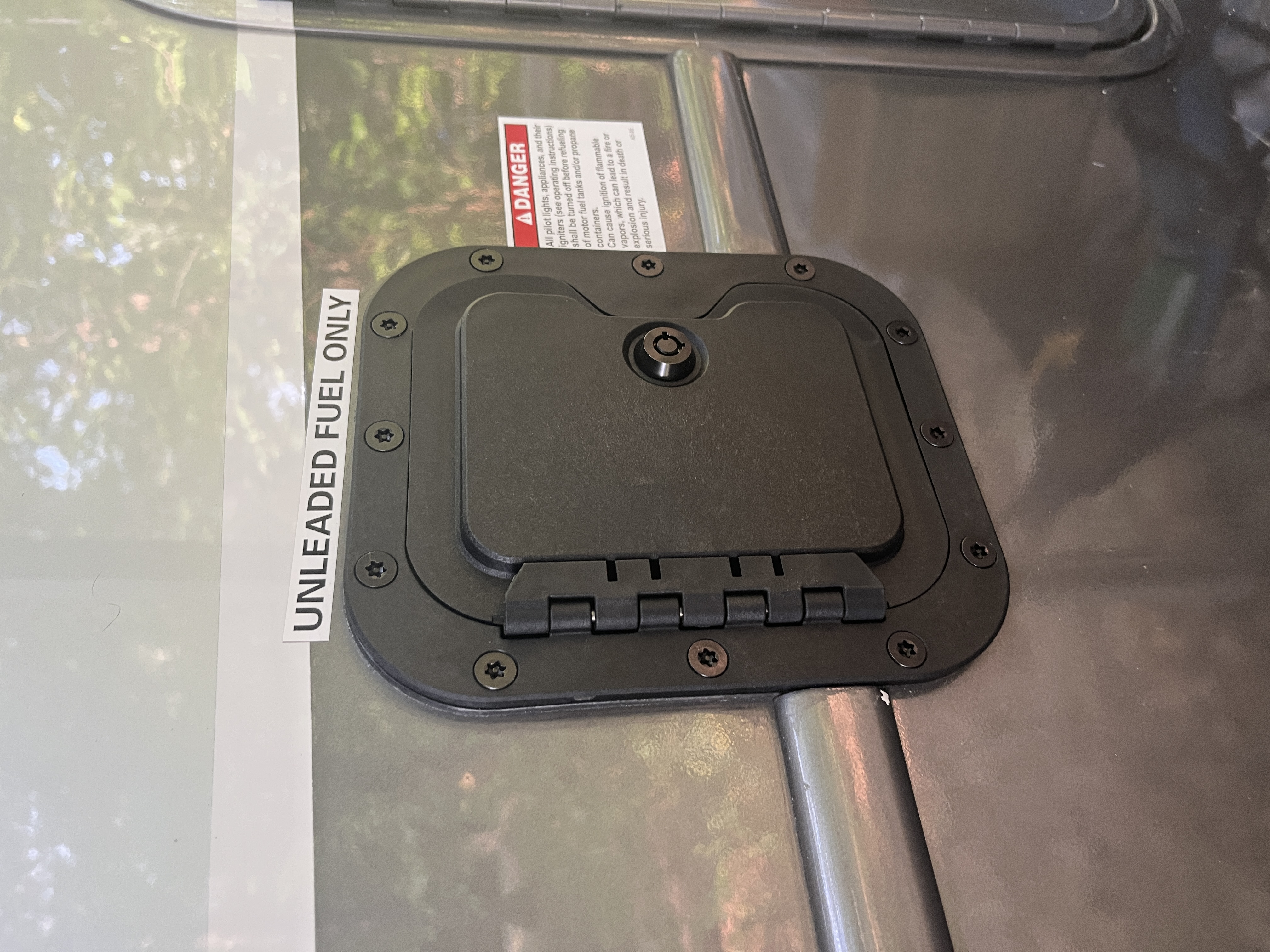 The RV Fuel Vault installed on a 2024 Jayco Greyhawk 29MV