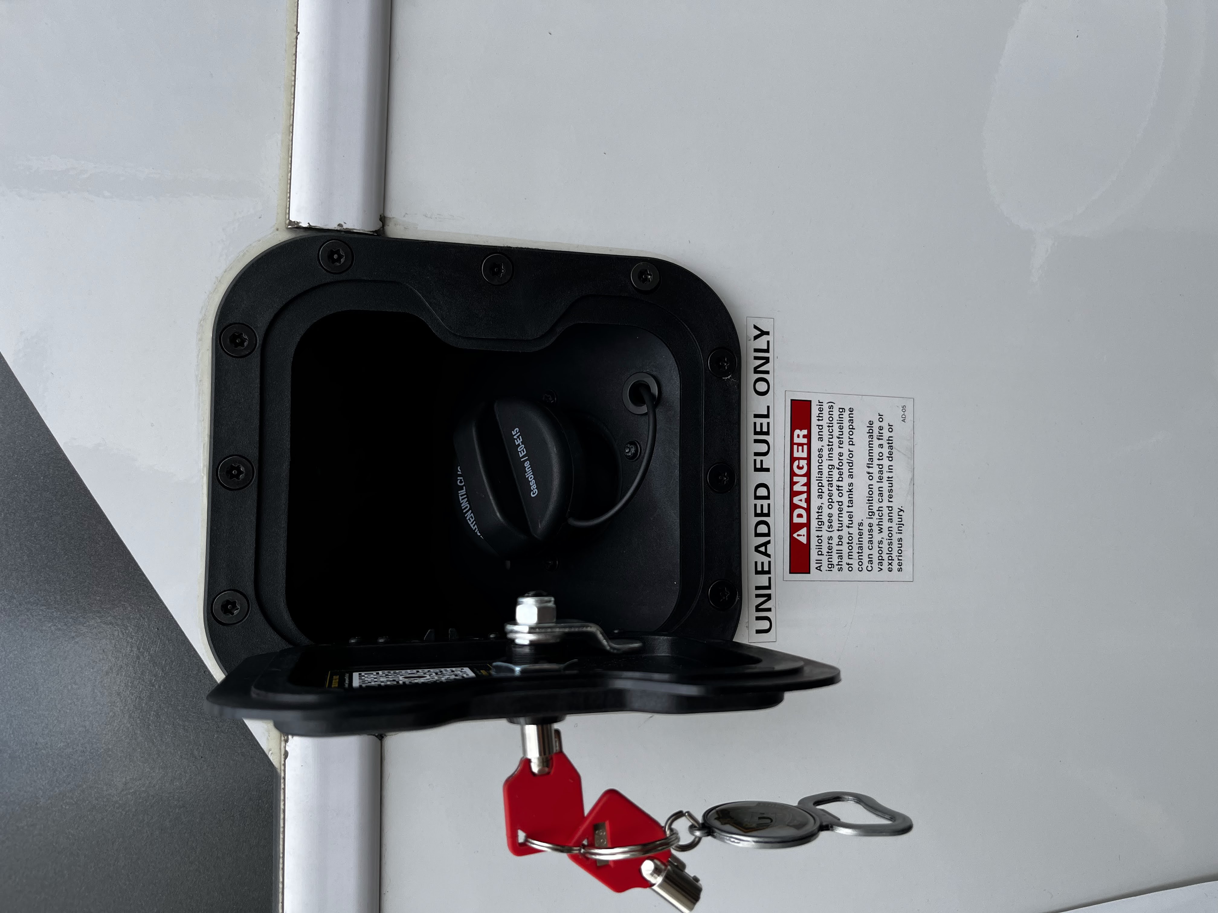 The RV Fuel Vault installed on a 2024 Jayco Greyhawk 27U