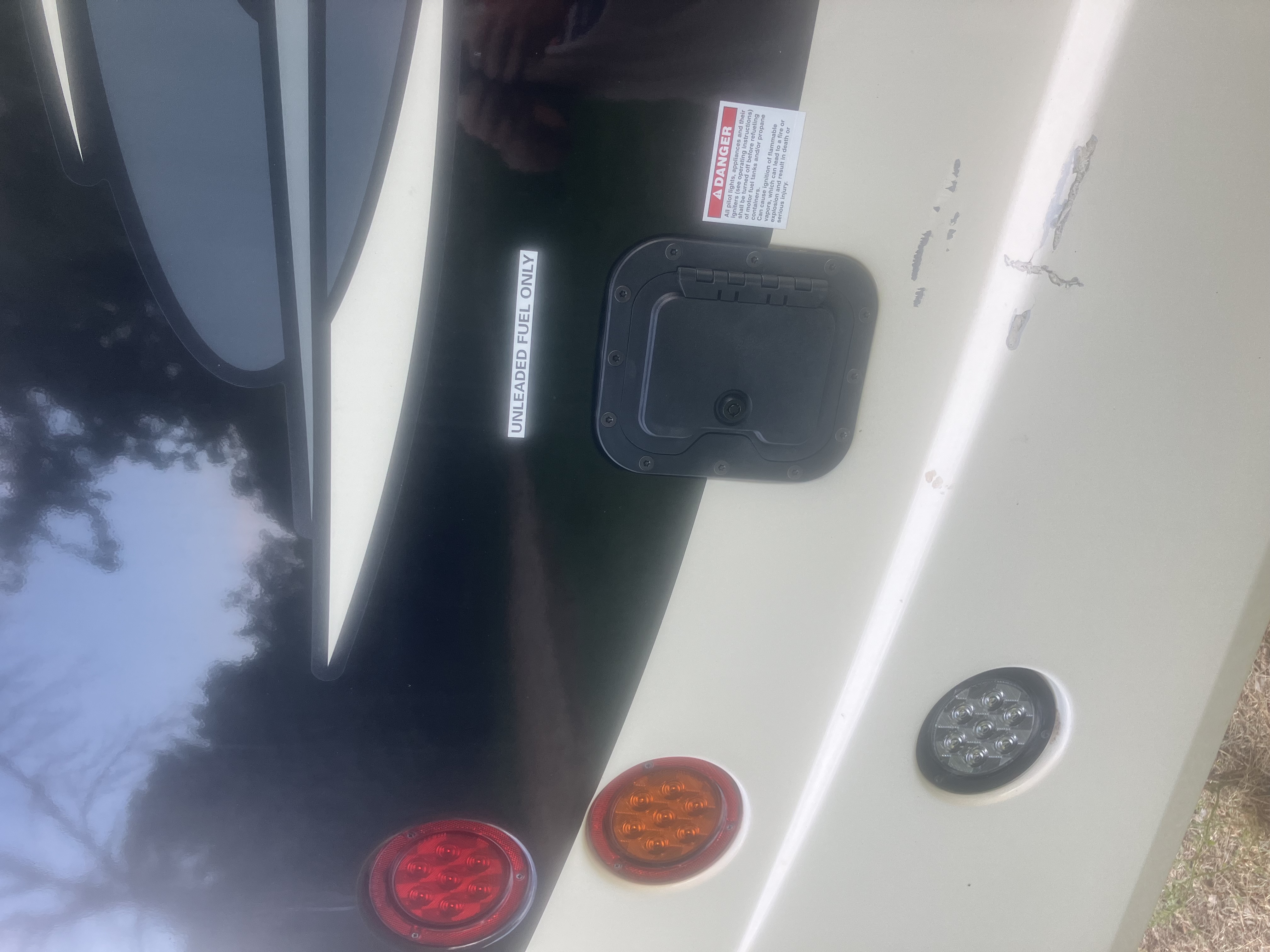 The RV Fuel Vault installed on a 2021 Coachmen Mirada 35ES